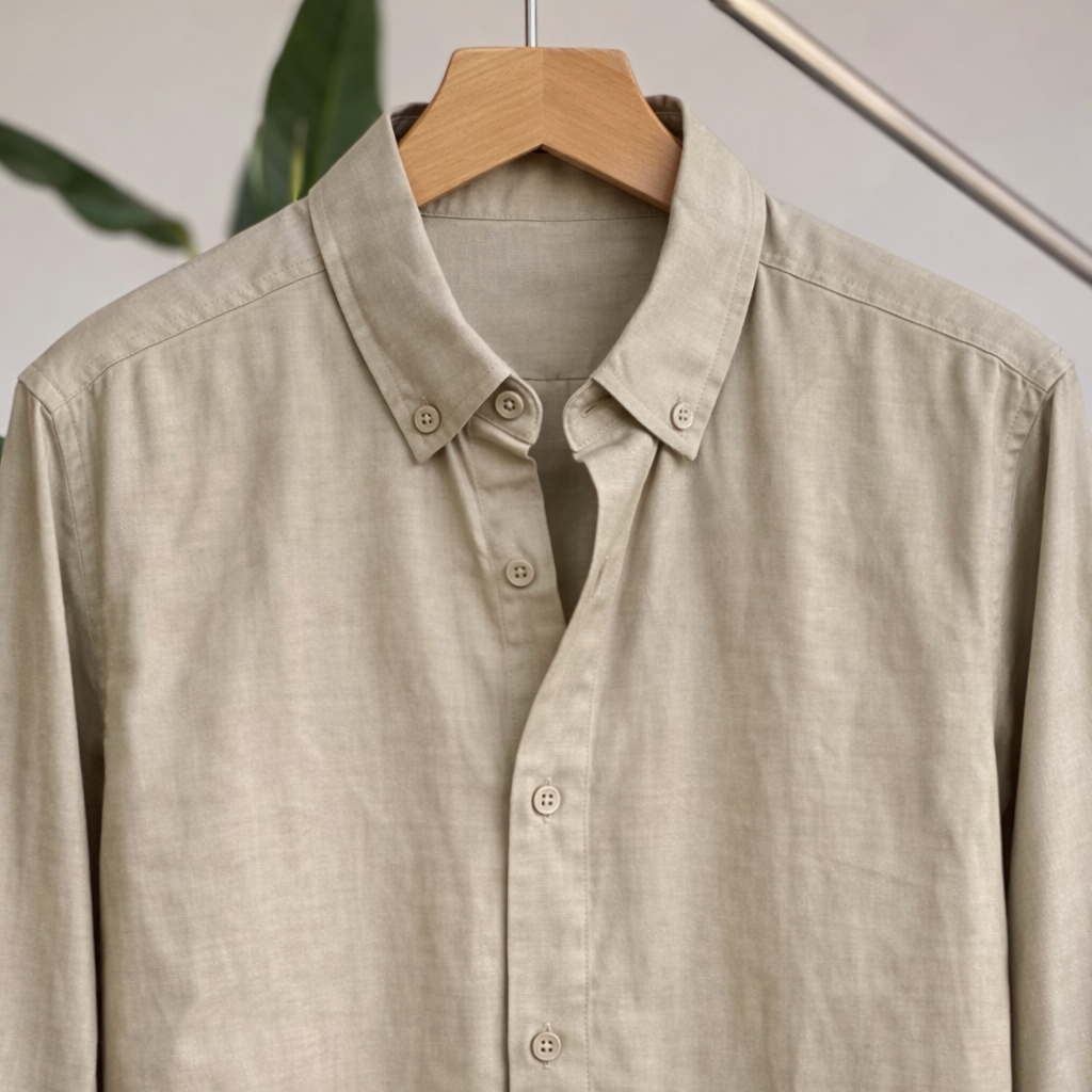 Sand Stone Cotton Blend Shirt