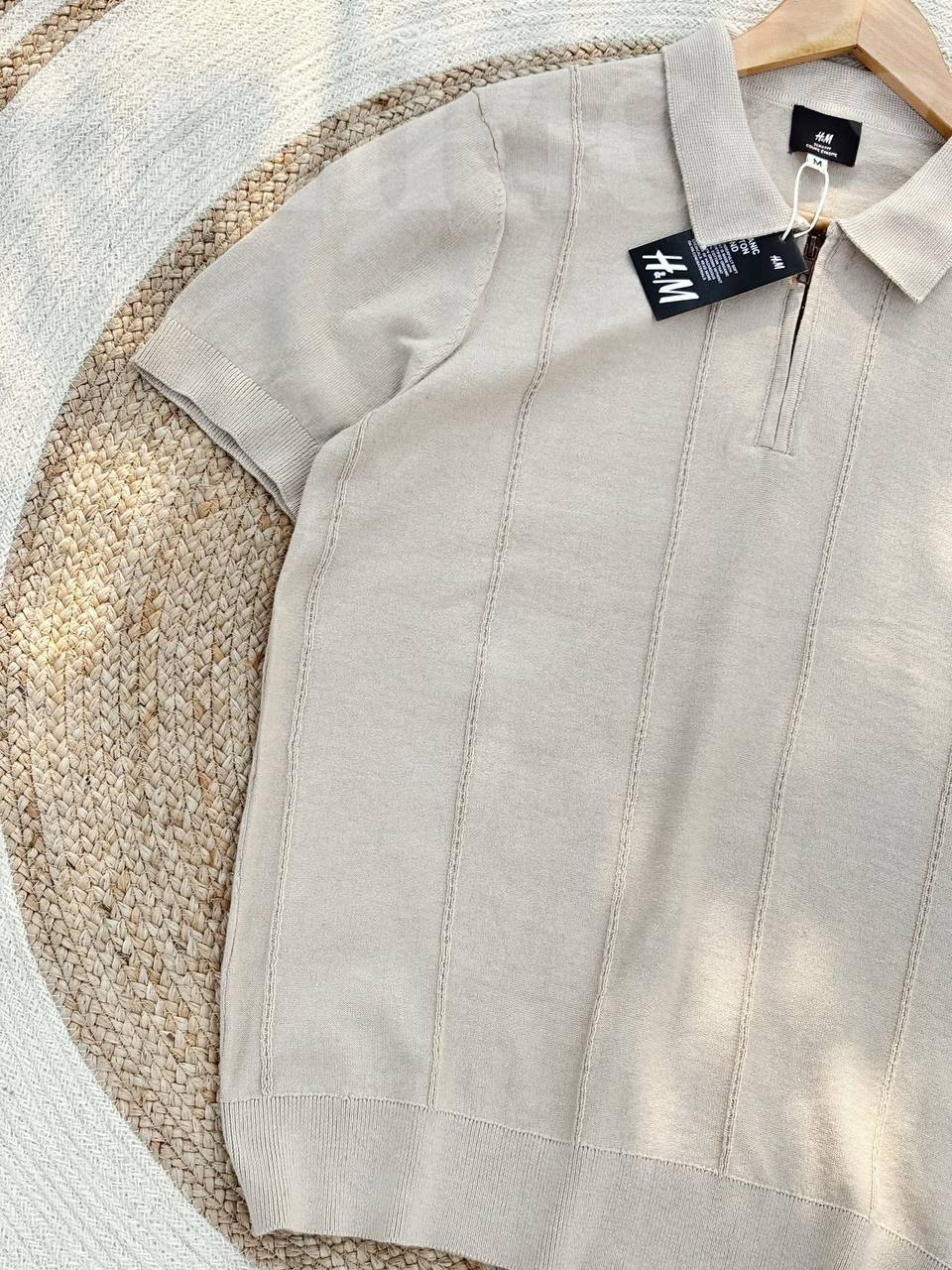 knitted Half Zipper Polo