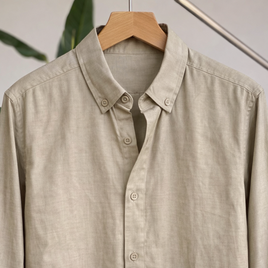 Sand Stone Cotton Blend Shirt