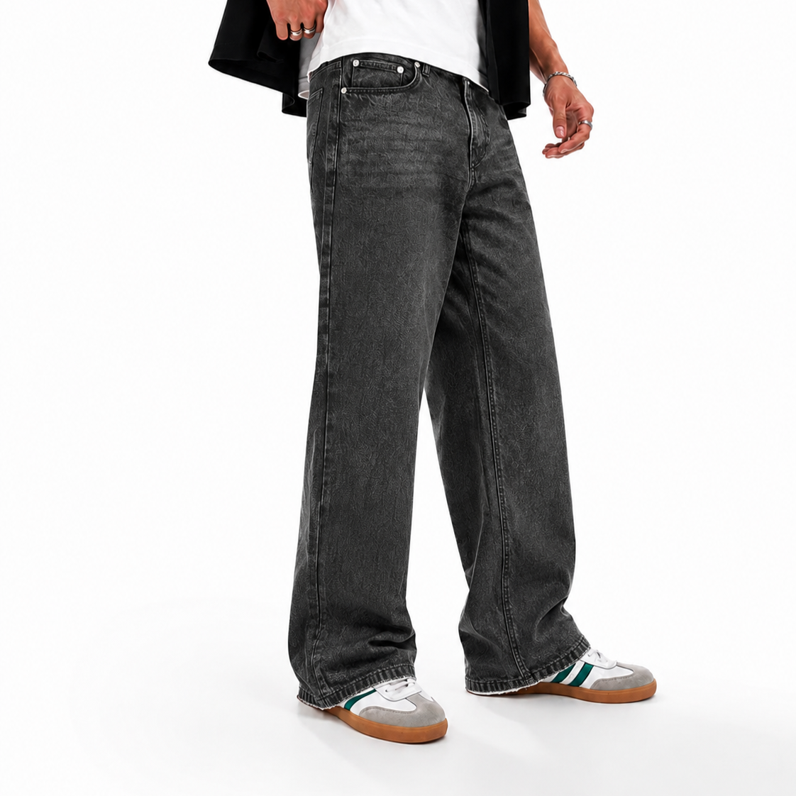 Acid Black Straight Cut Pants