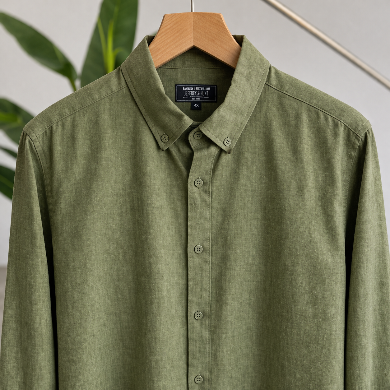 Olive Green Cotton blend Shirt