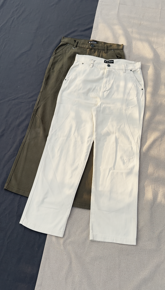 Premium Curve Twill Pants - Off-White