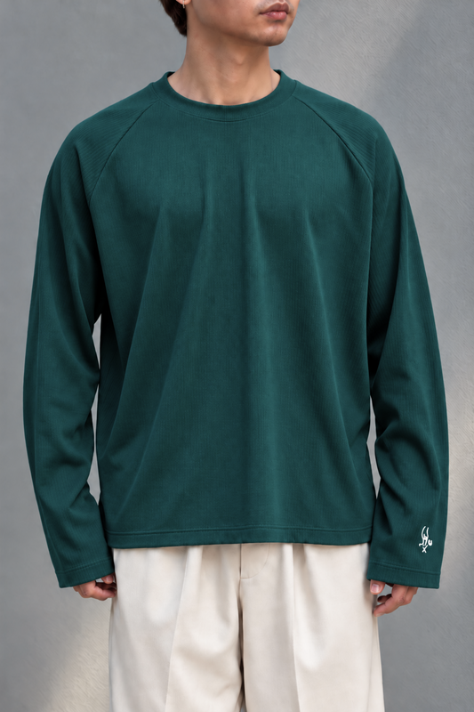 Teal ribbed raglan sweatshirt