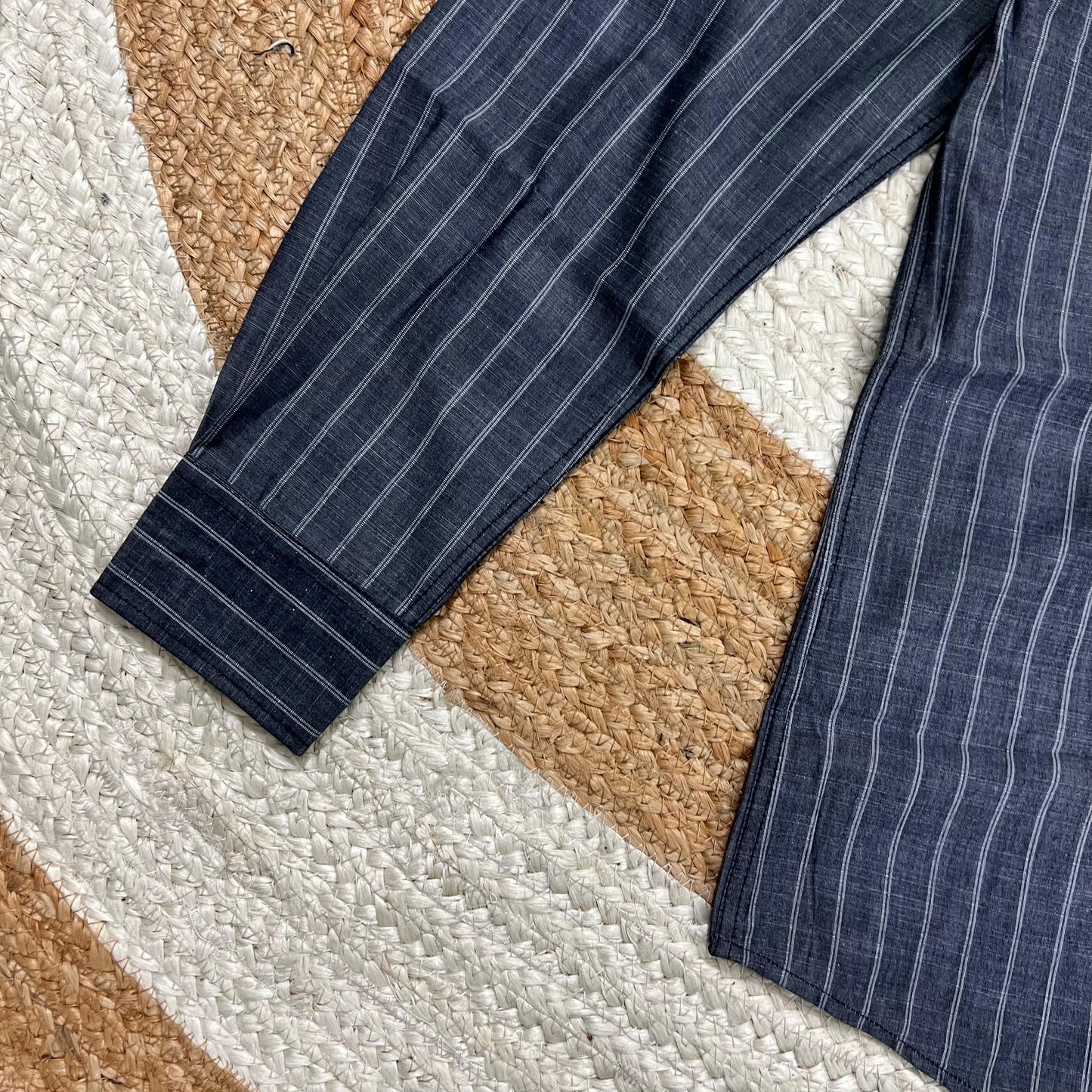 Men’s Classic Grey Pinstripe Cotton Shirt – Smart Casual